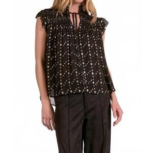 NEW ELAN sleeveless holiday sparkle blouse in black